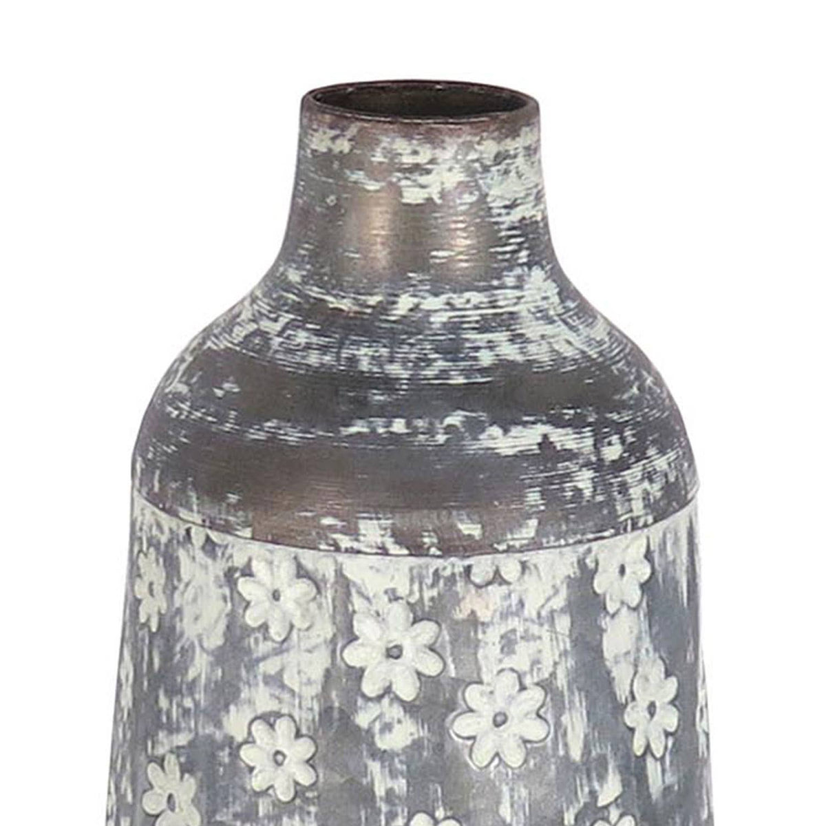 Rustic Floral Metal Vase