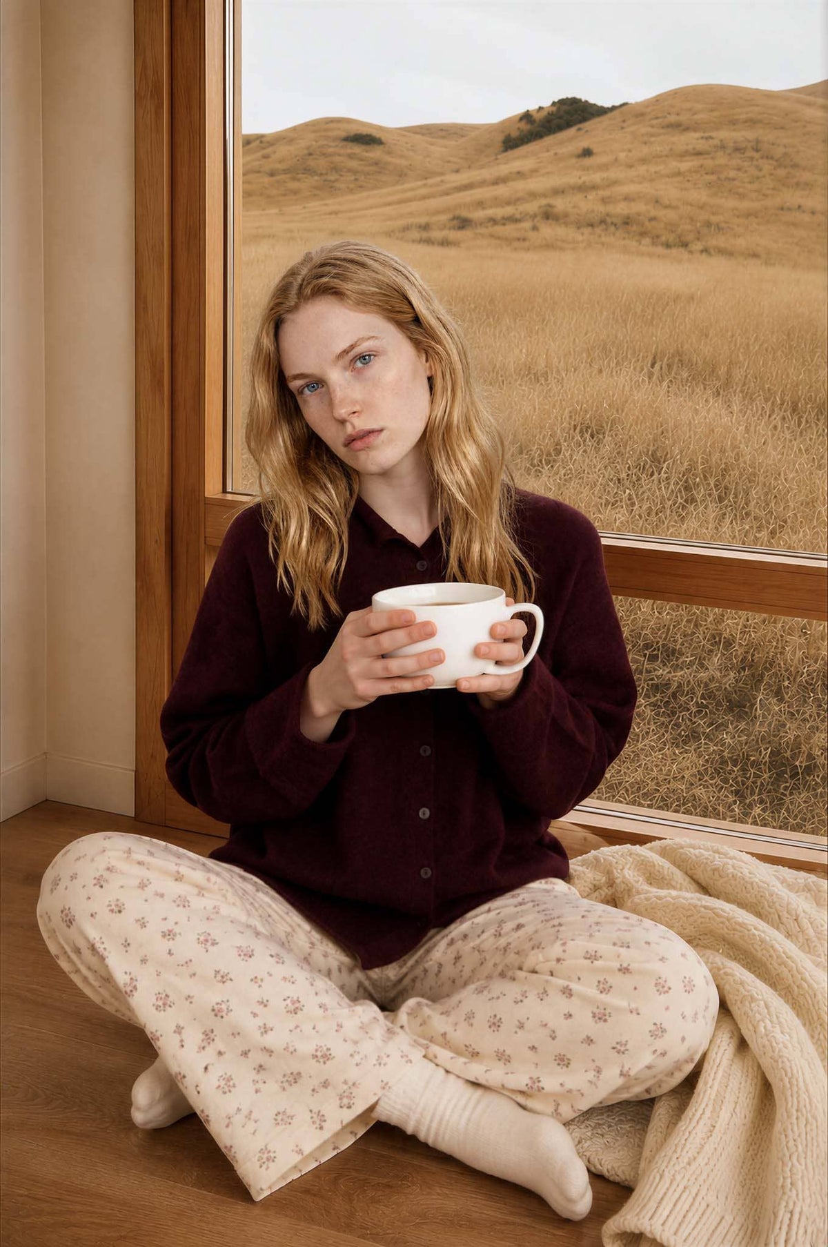 Lightweight Burgundy Button Cardigan