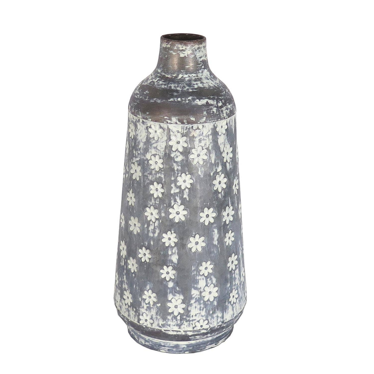 Rustic Floral Metal Vase