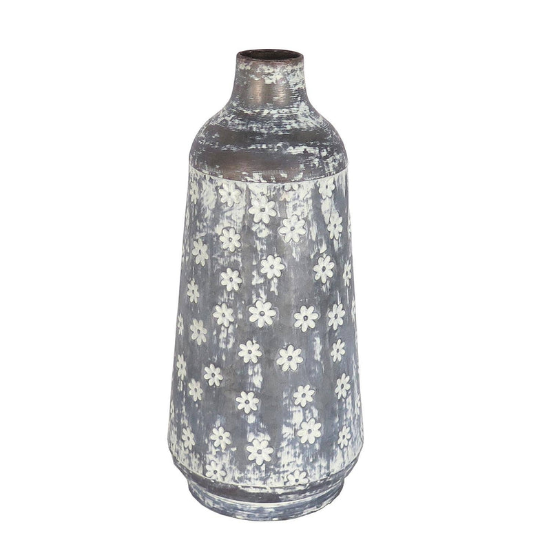 Rustic Floral Metal Vase