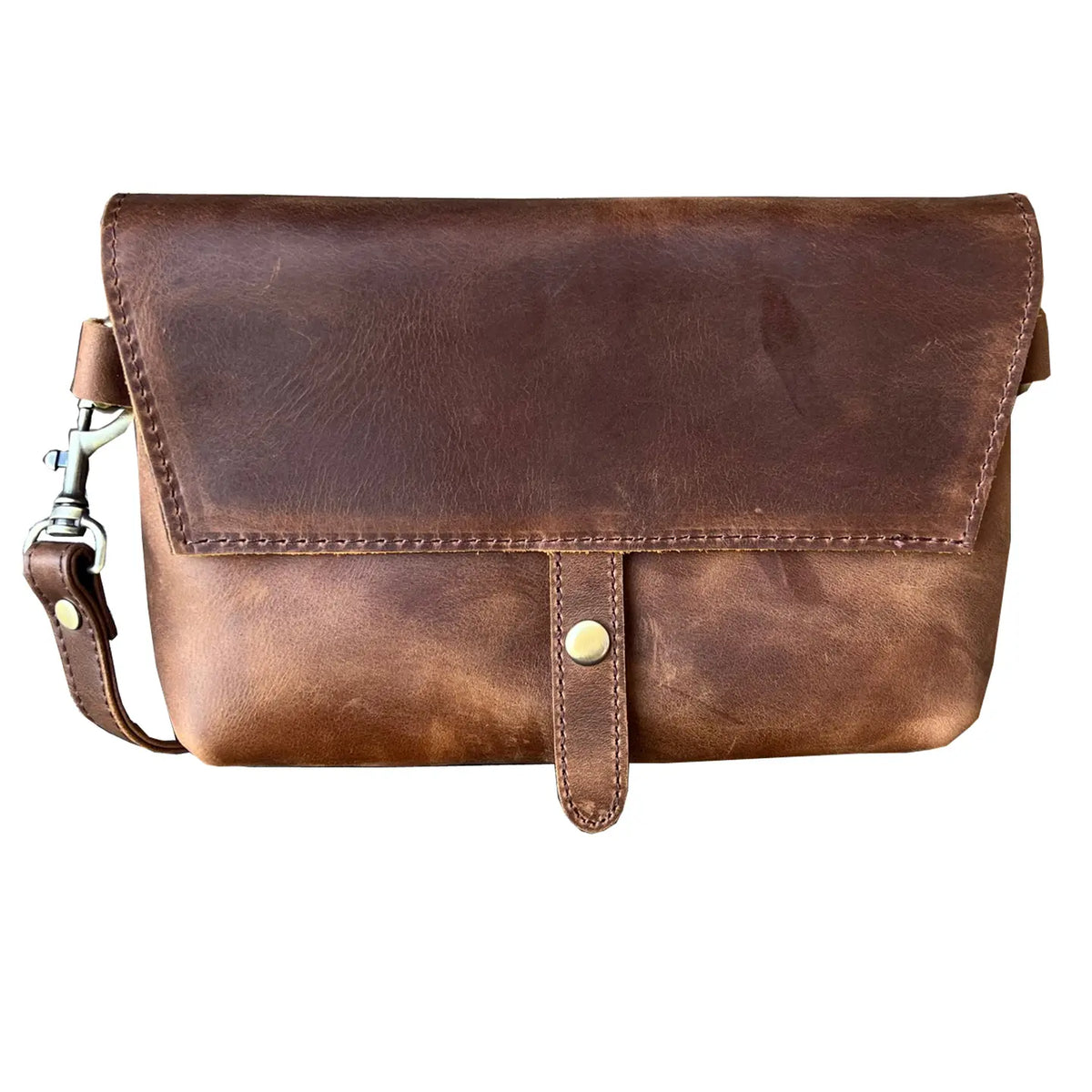 Genuine Leather Crossbody Snap Flap Bag- 2 Color Options