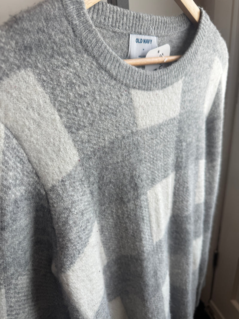 Old Navy Grey Plaid Sweater