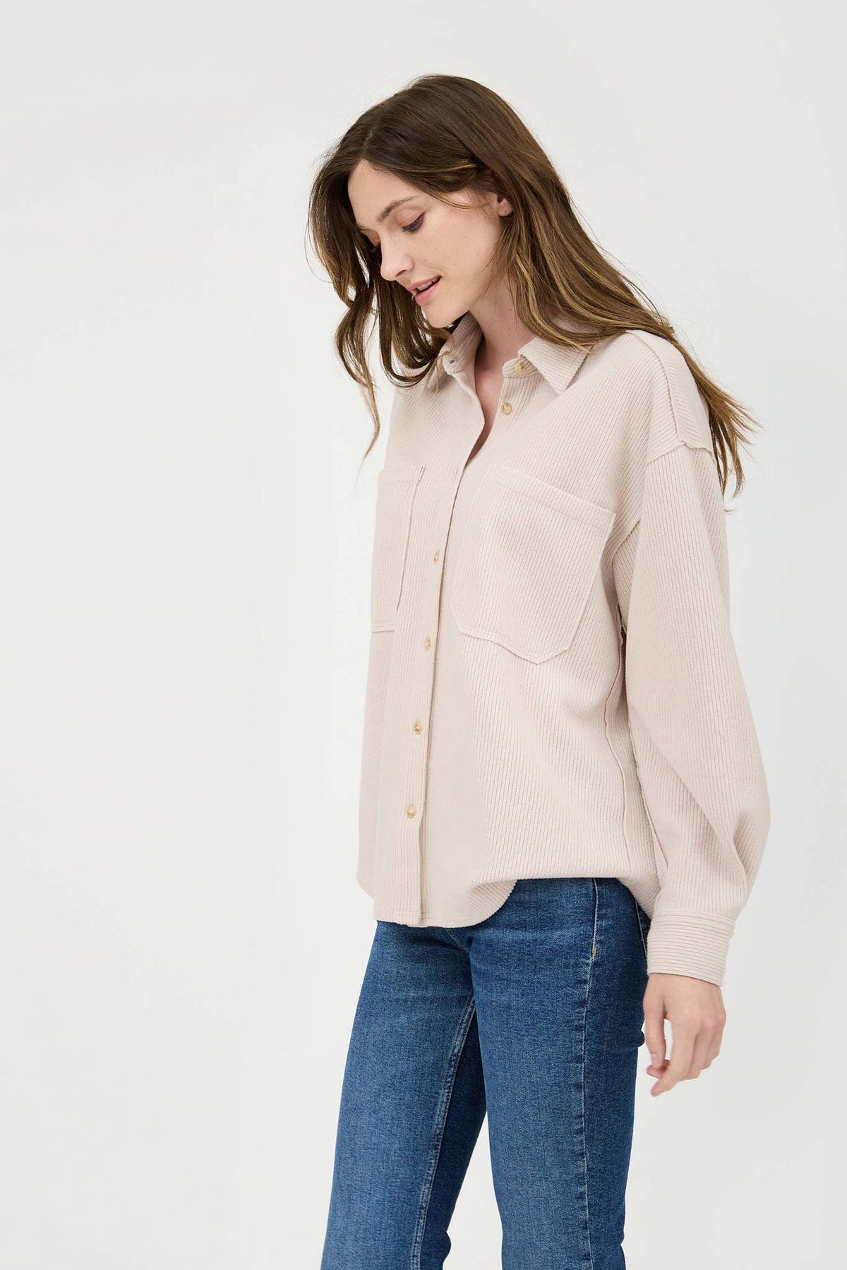 Ribbed Button Up Jacket