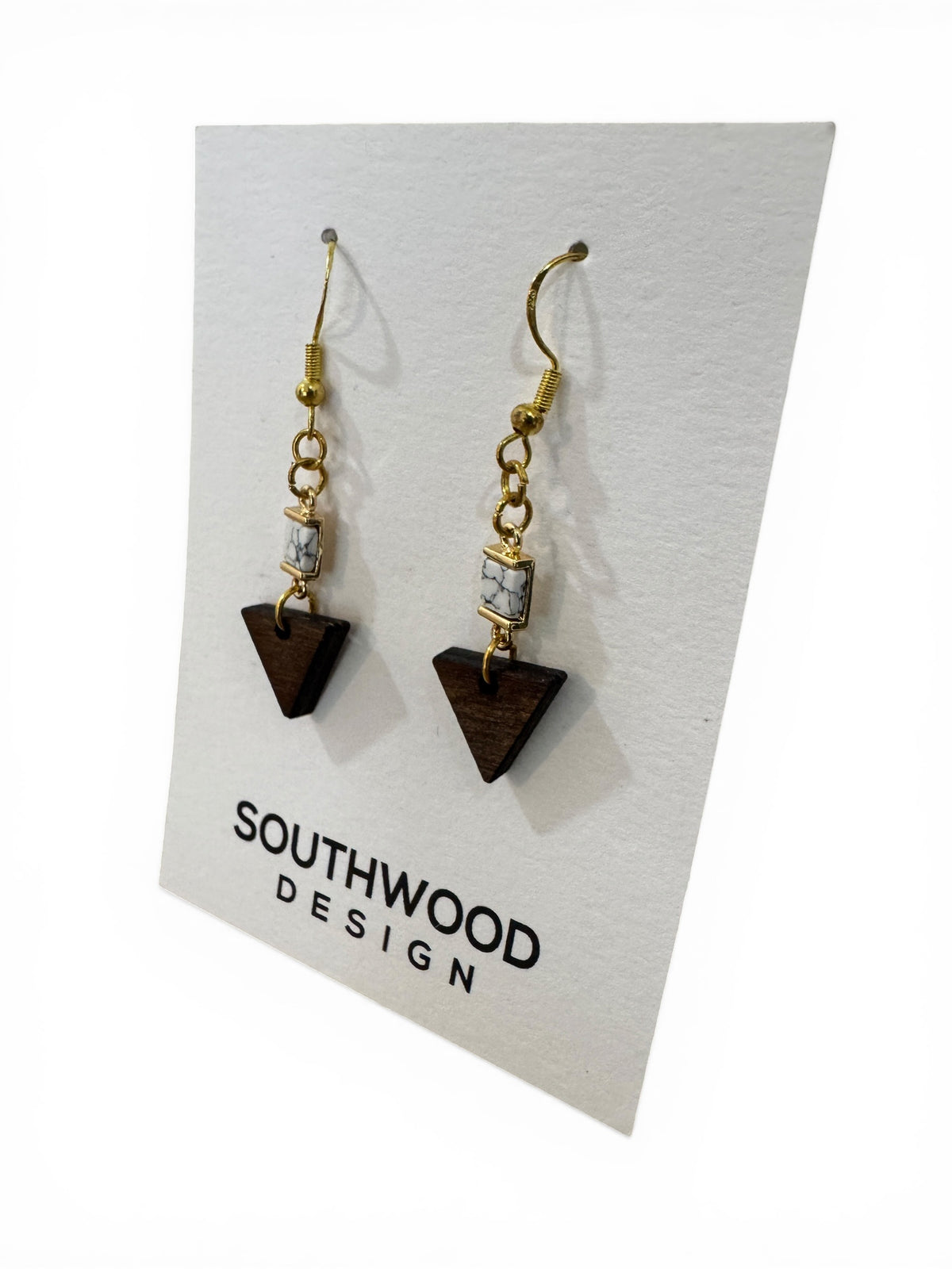 White Marble Dangle Earrings