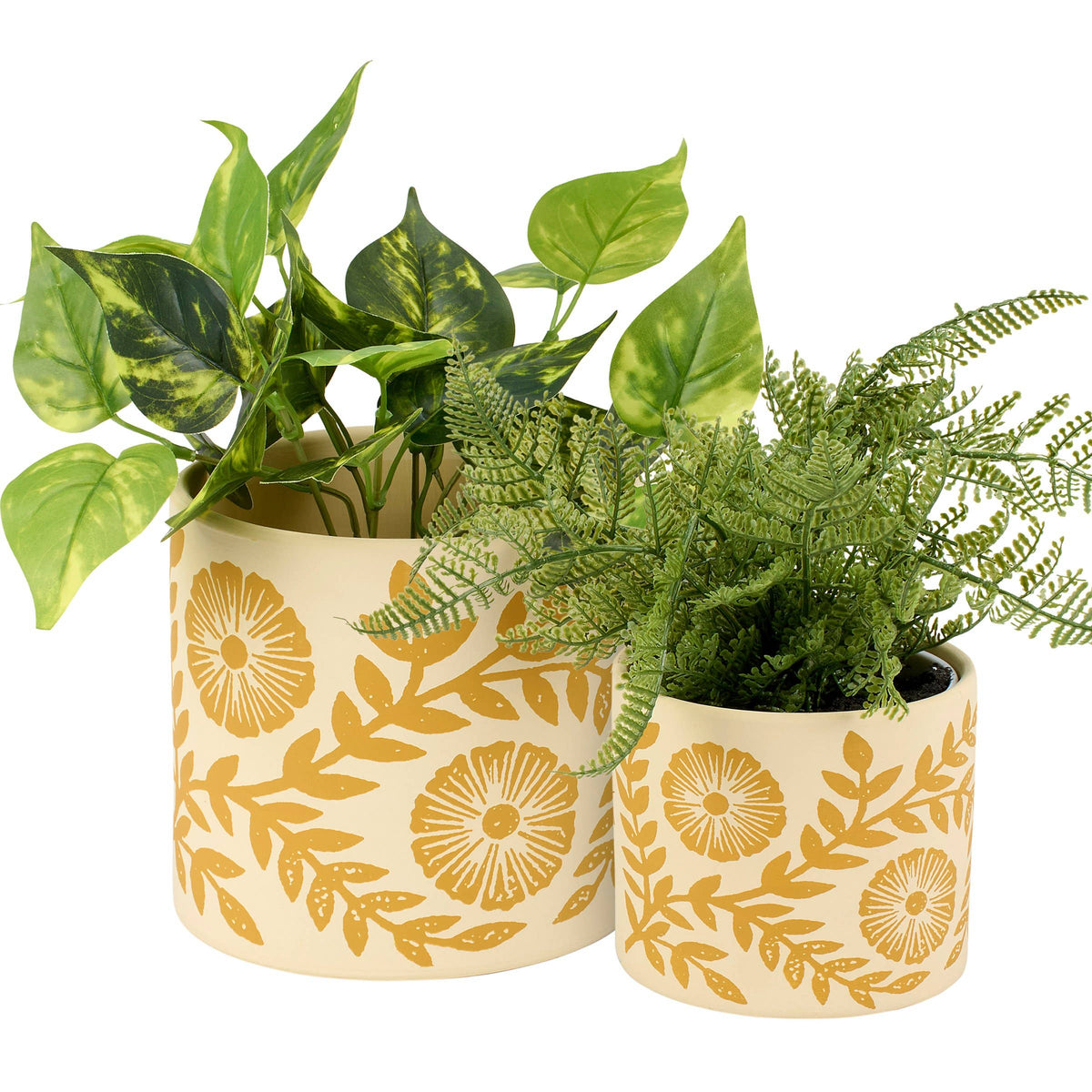 Yellow Folk Art Planter- Large 6"
