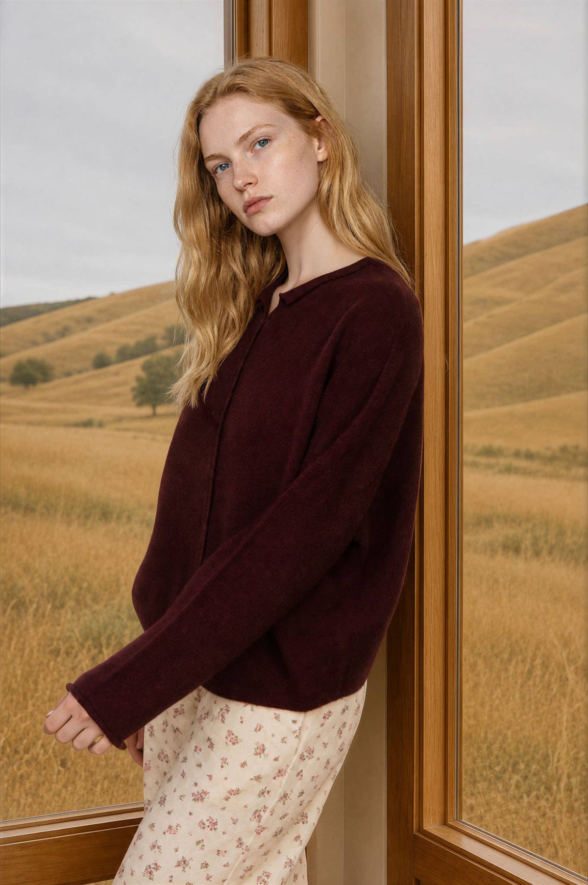 Lightweight Burgundy Button Cardigan