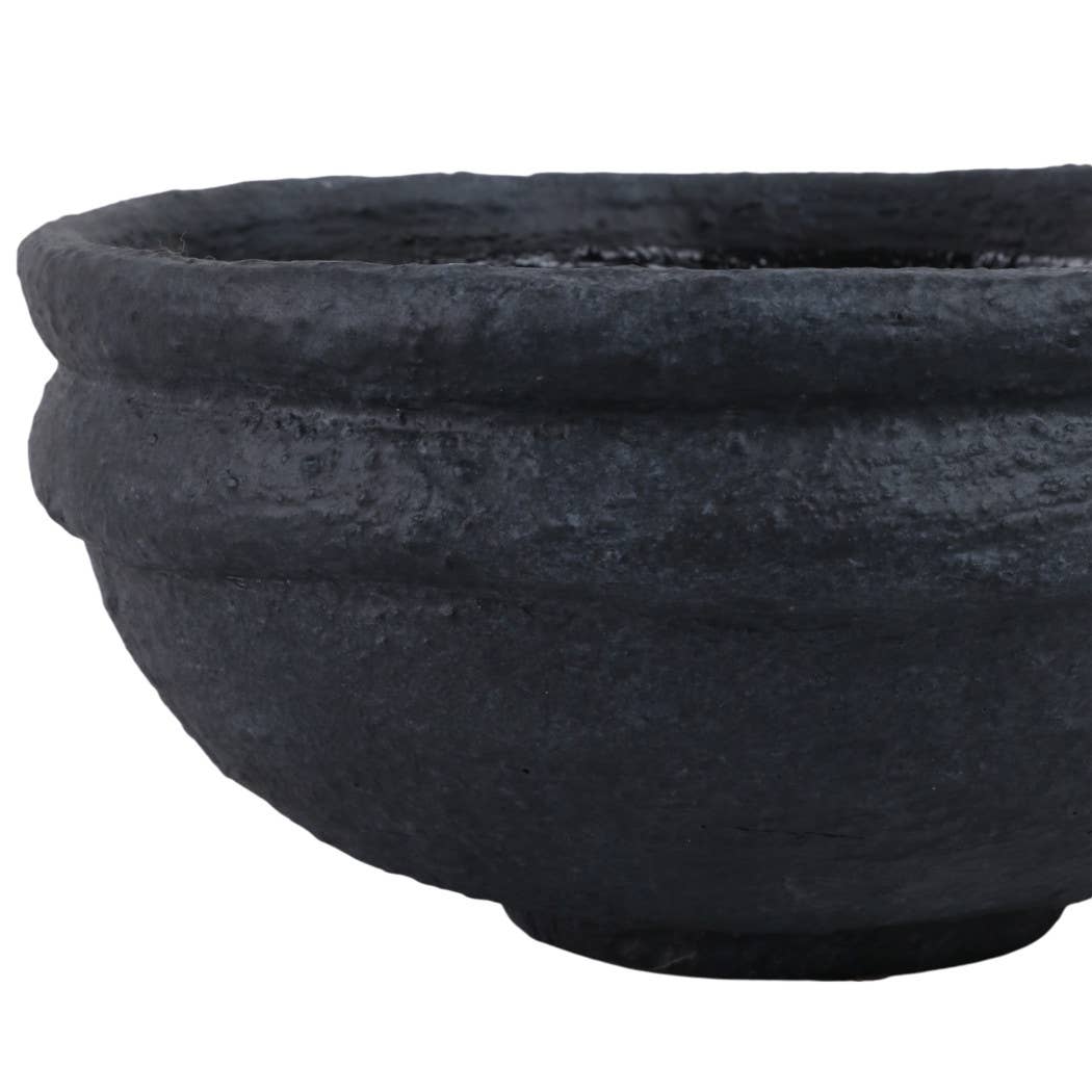 Decorative Bowl - Black Terracotta Casual Textured, 12 in.