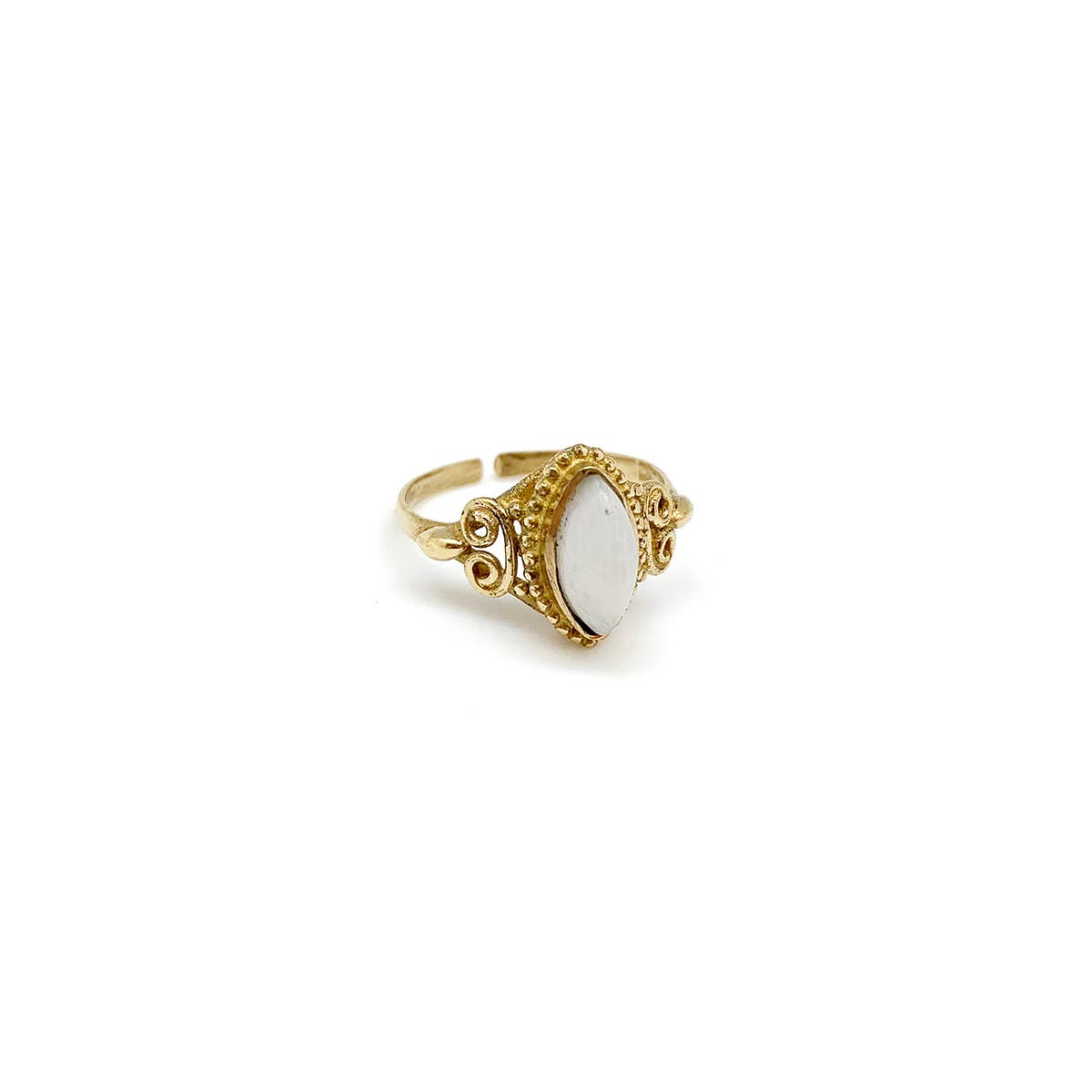 Gold Marquise Ring with Moonstone