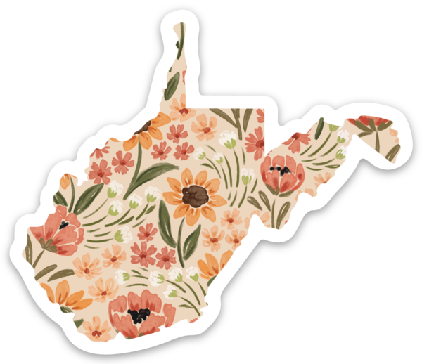 Sunny Poppies West Virginia Floral State Sticker