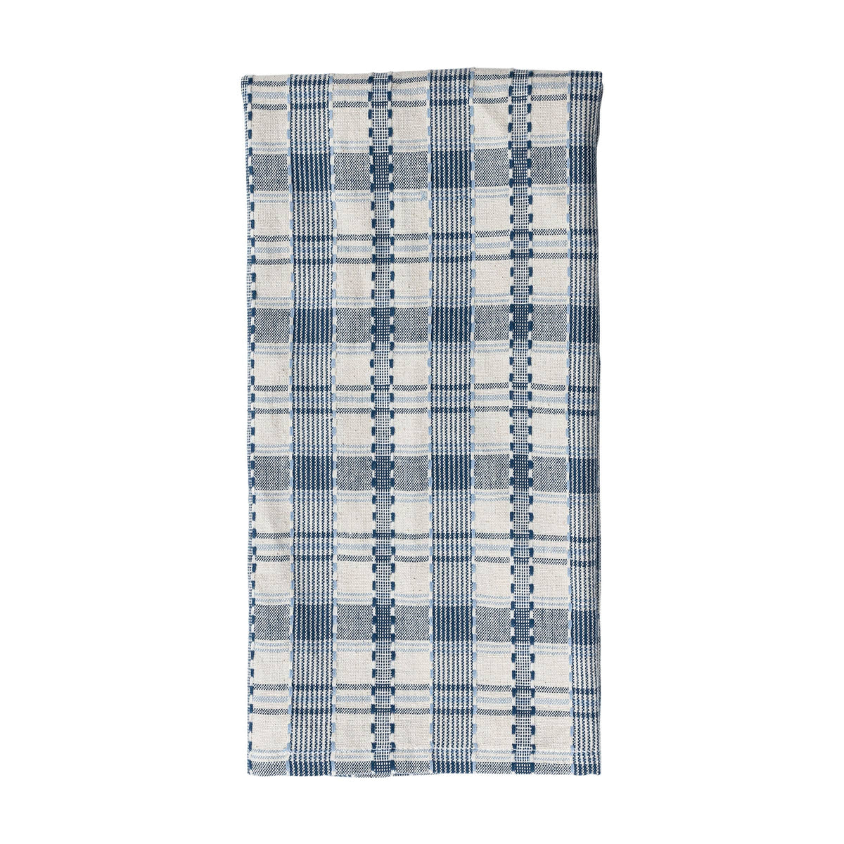 Set of 3 Navy Plaid Waffle Cotton Towels