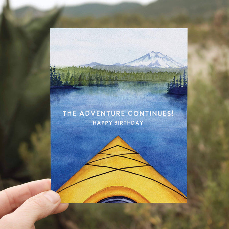 Kayak Birthday Card | Mountain Lake Adventure Design