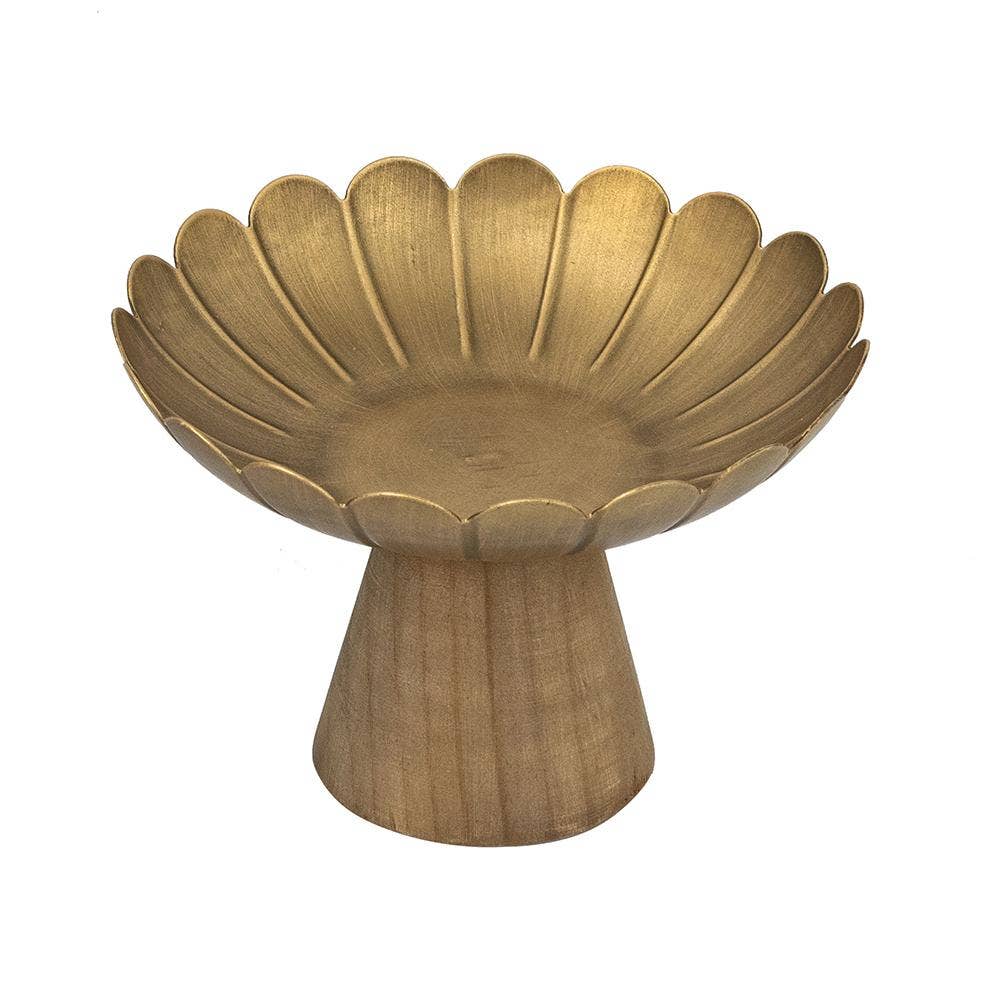 Gold Flower Pedestal Bowl