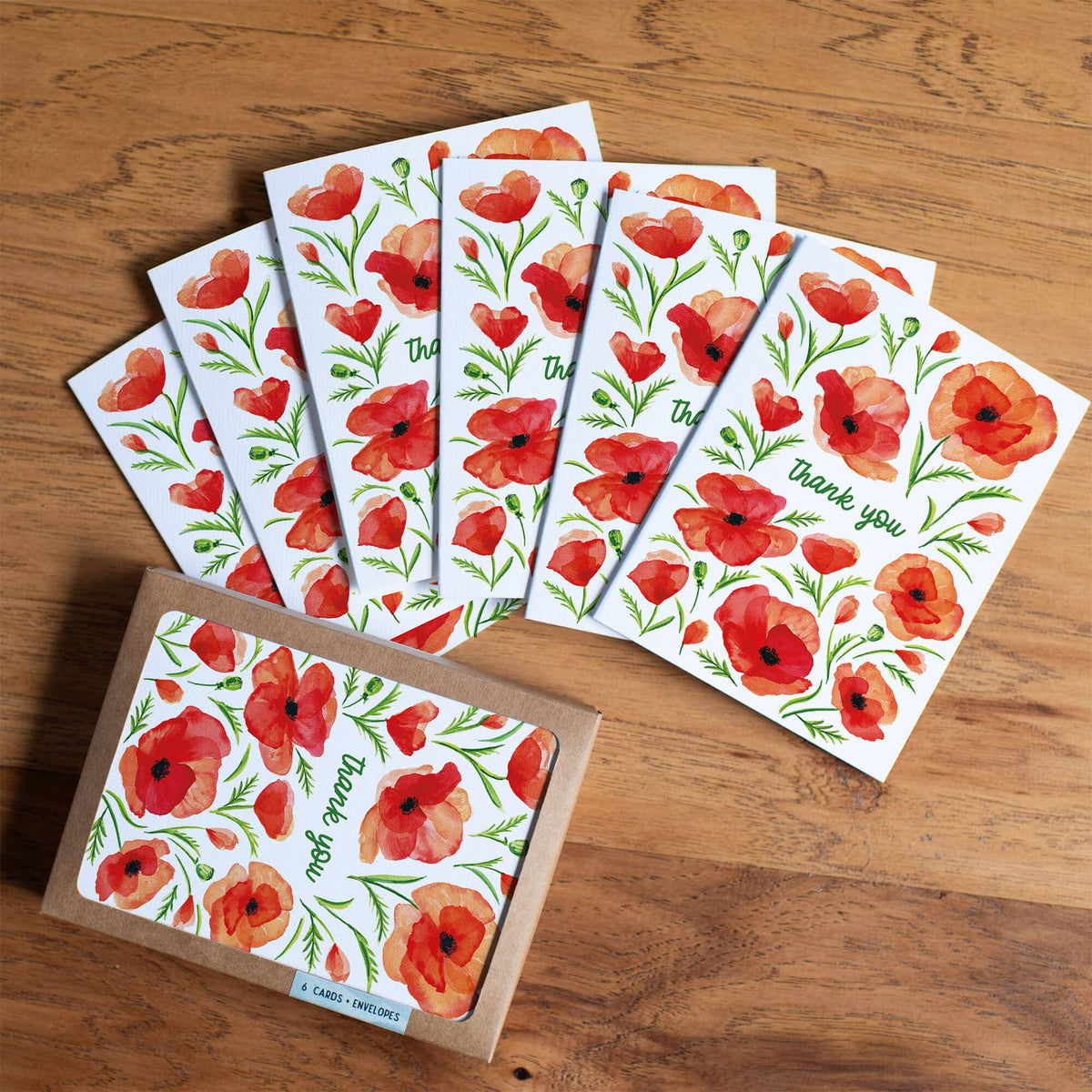 Poppy Thank You Card | Red Poppies Floral Thank You Card