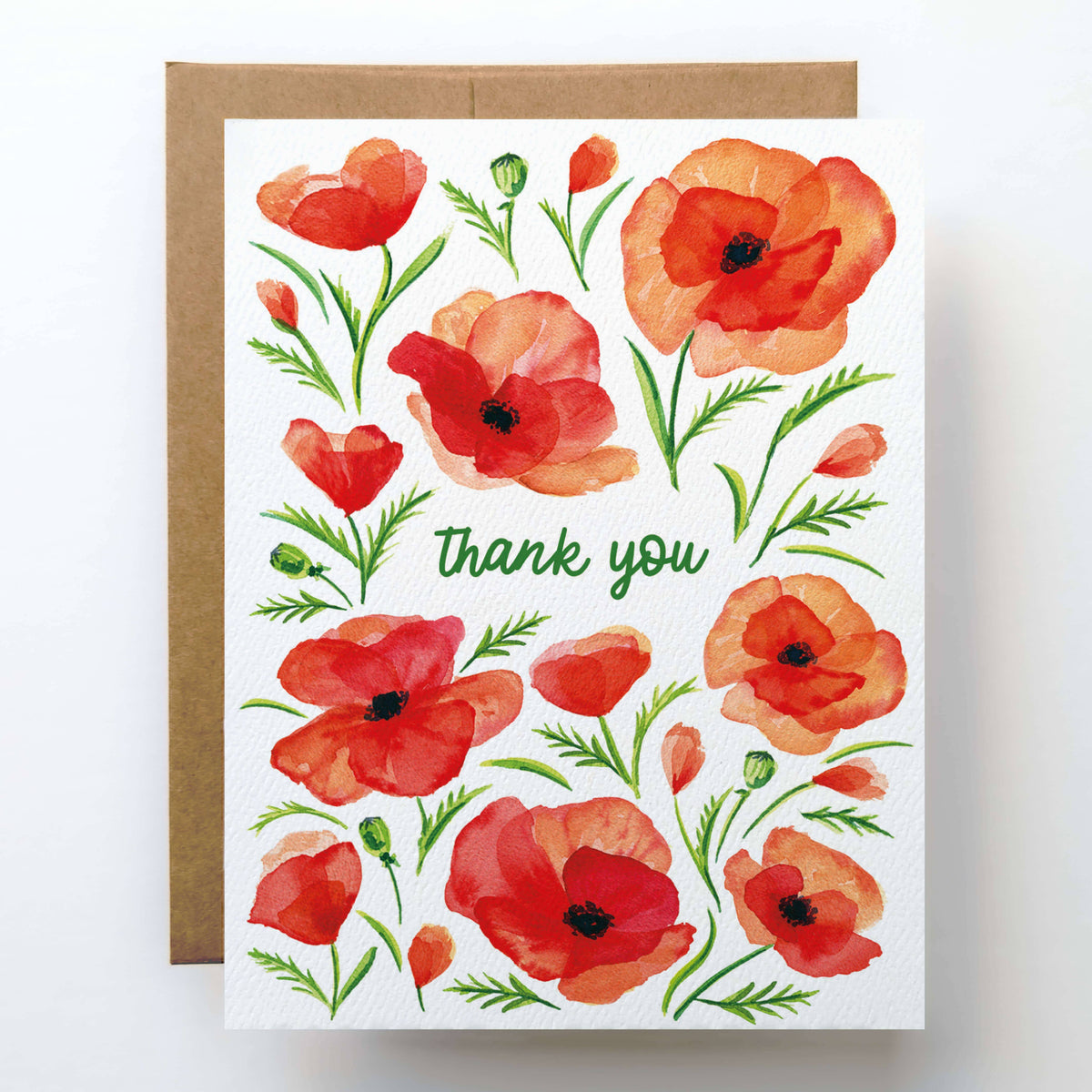 Poppy Thank You Card | Red Poppies Floral Thank You Card