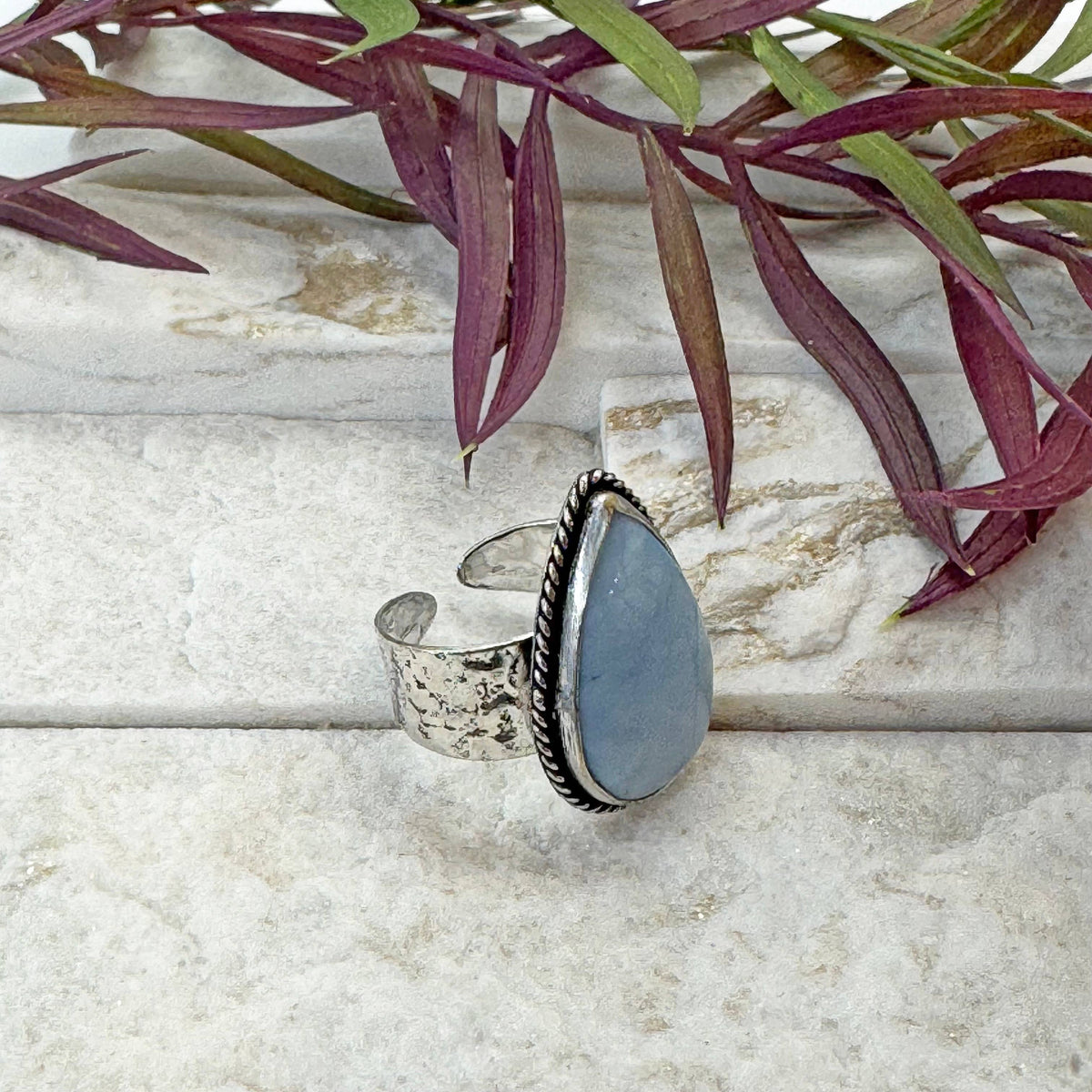 Semiprecious Stone Ring - Blue Opal