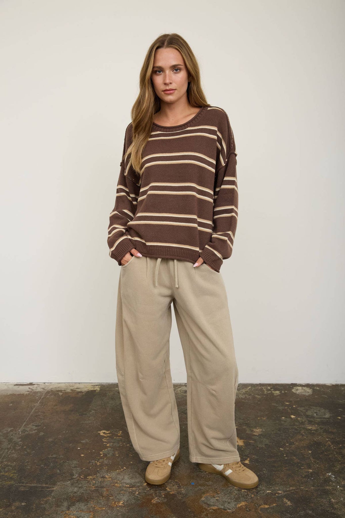 Striped Brown Pullover Sweater