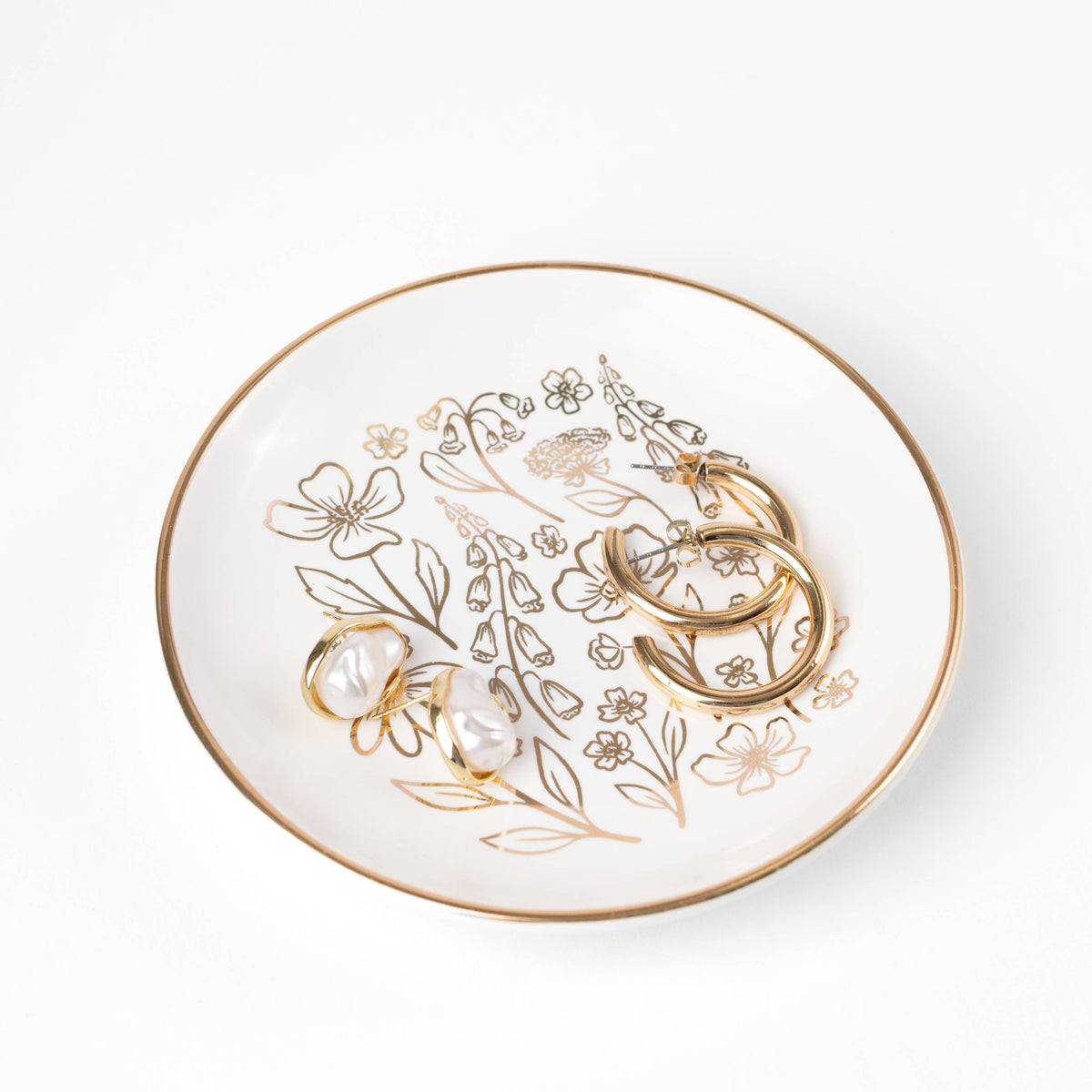Gold Floral Circular Trinket Dish