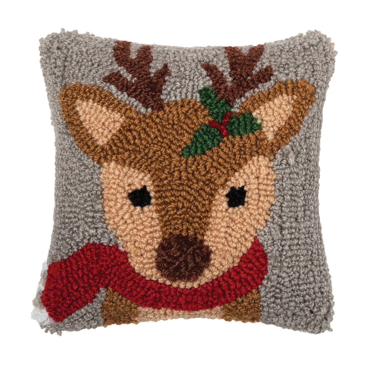 Christmas Winter Woodland Reindeer Mini Throw Pillow