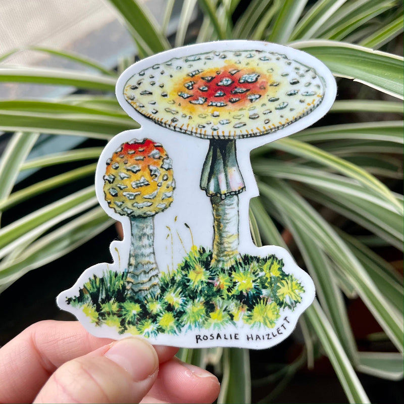 Yellow Mushrooms Sticker
