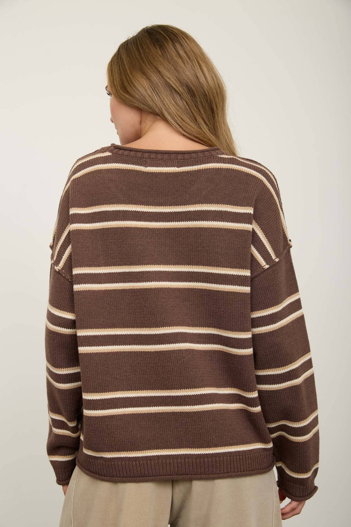 Striped Brown Pullover Sweater