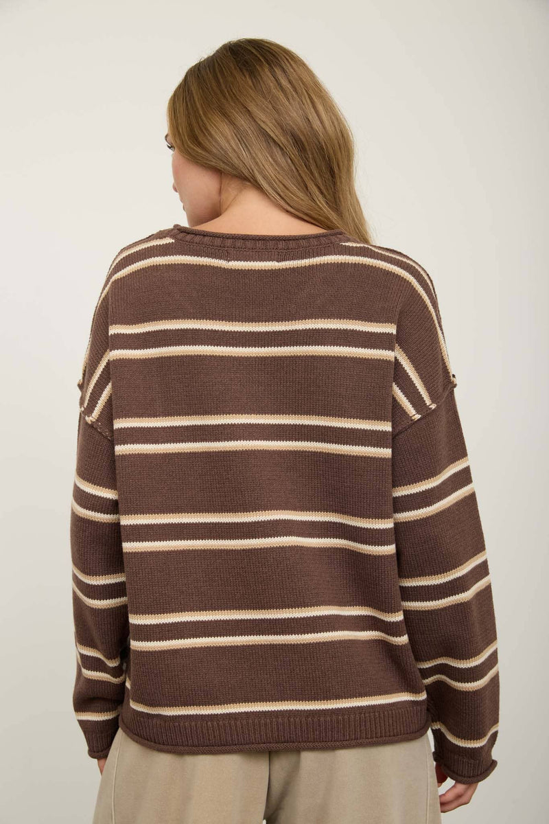 Striped Brown Pullover Sweater
