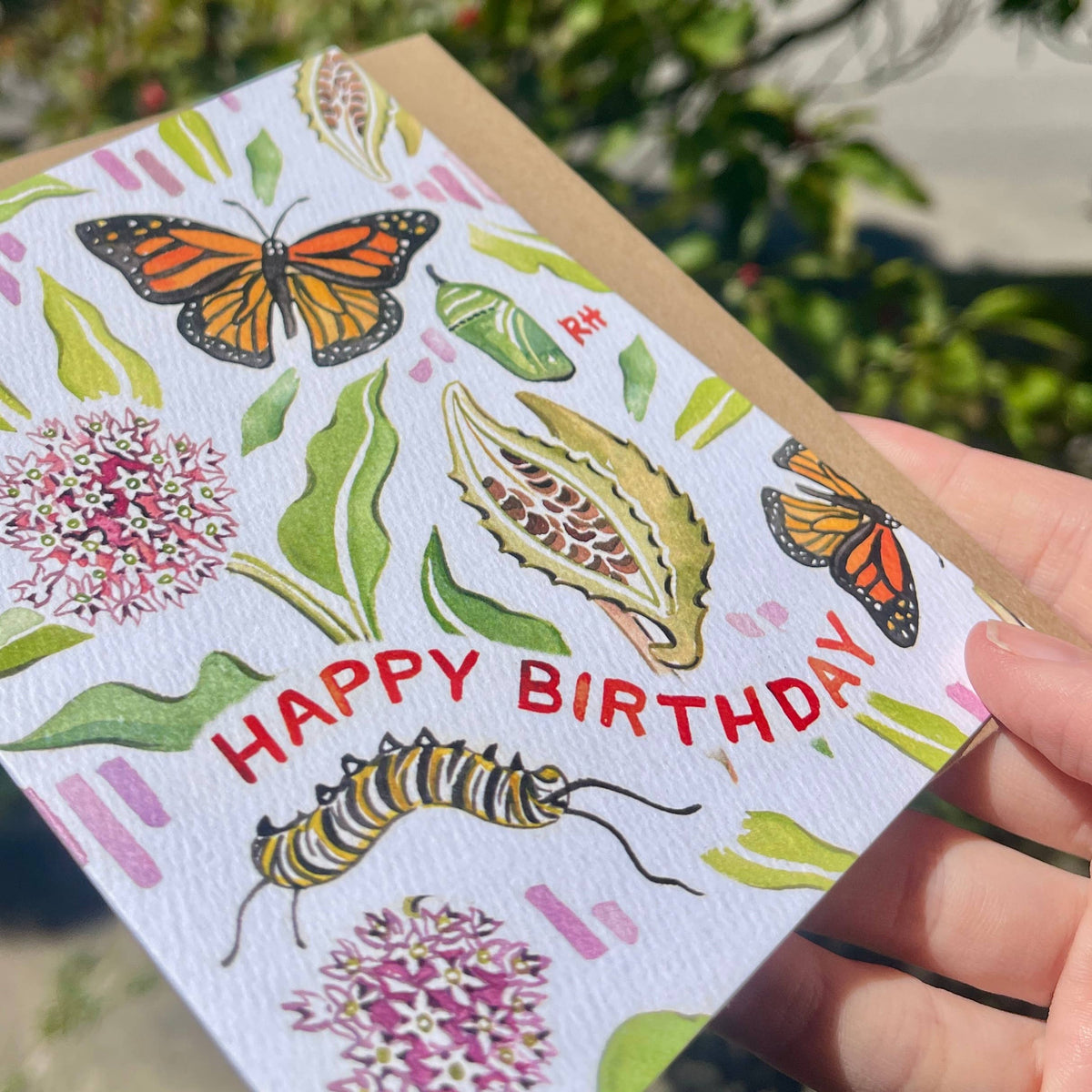Monarch & Milkweed Birthday Card
