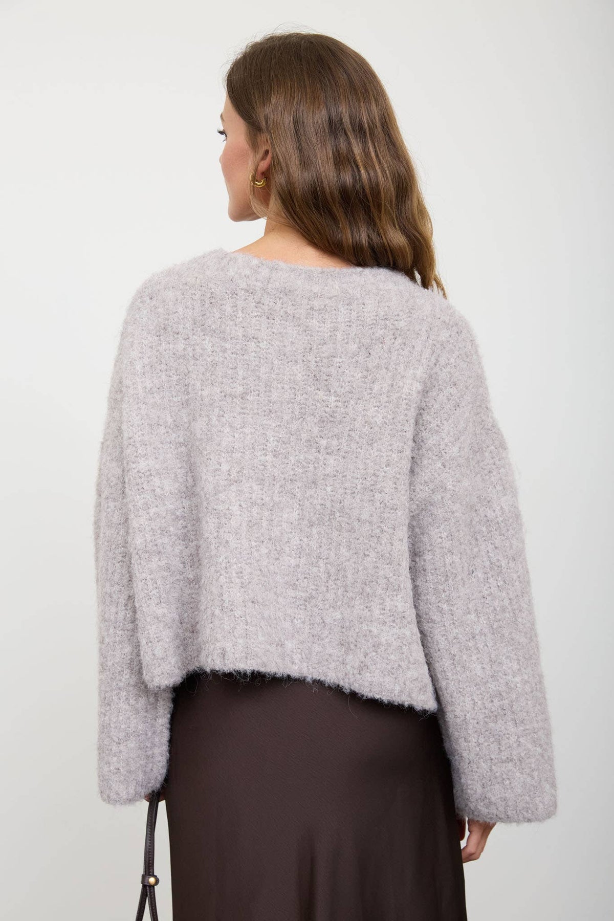 Fuzzy Taupe Gray Box Cardigan