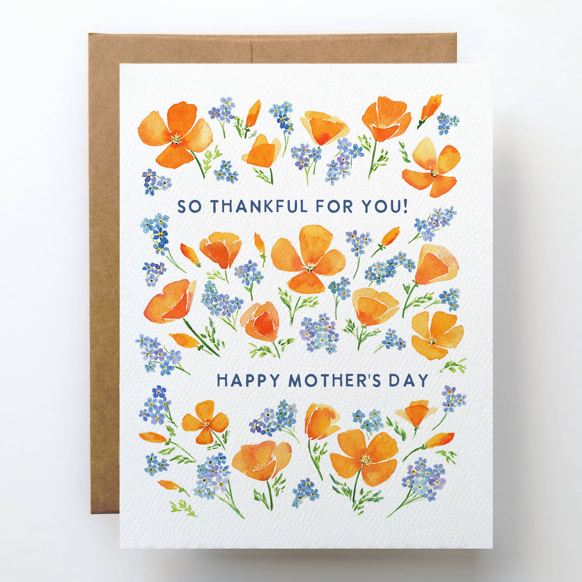 Mother's Day Card | Floral Poppies Thankful for Mom Card
