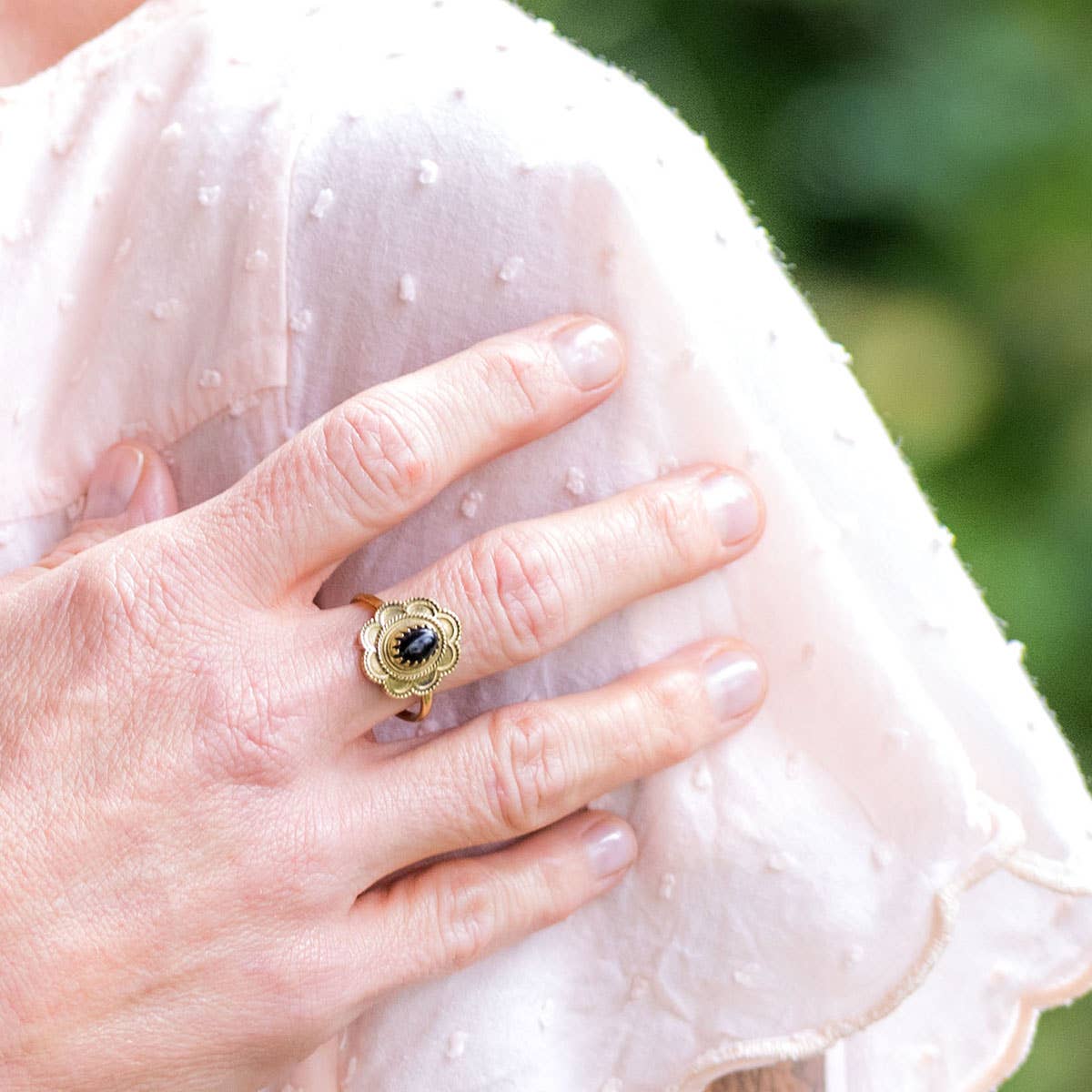 Black Onyx Gold Ring