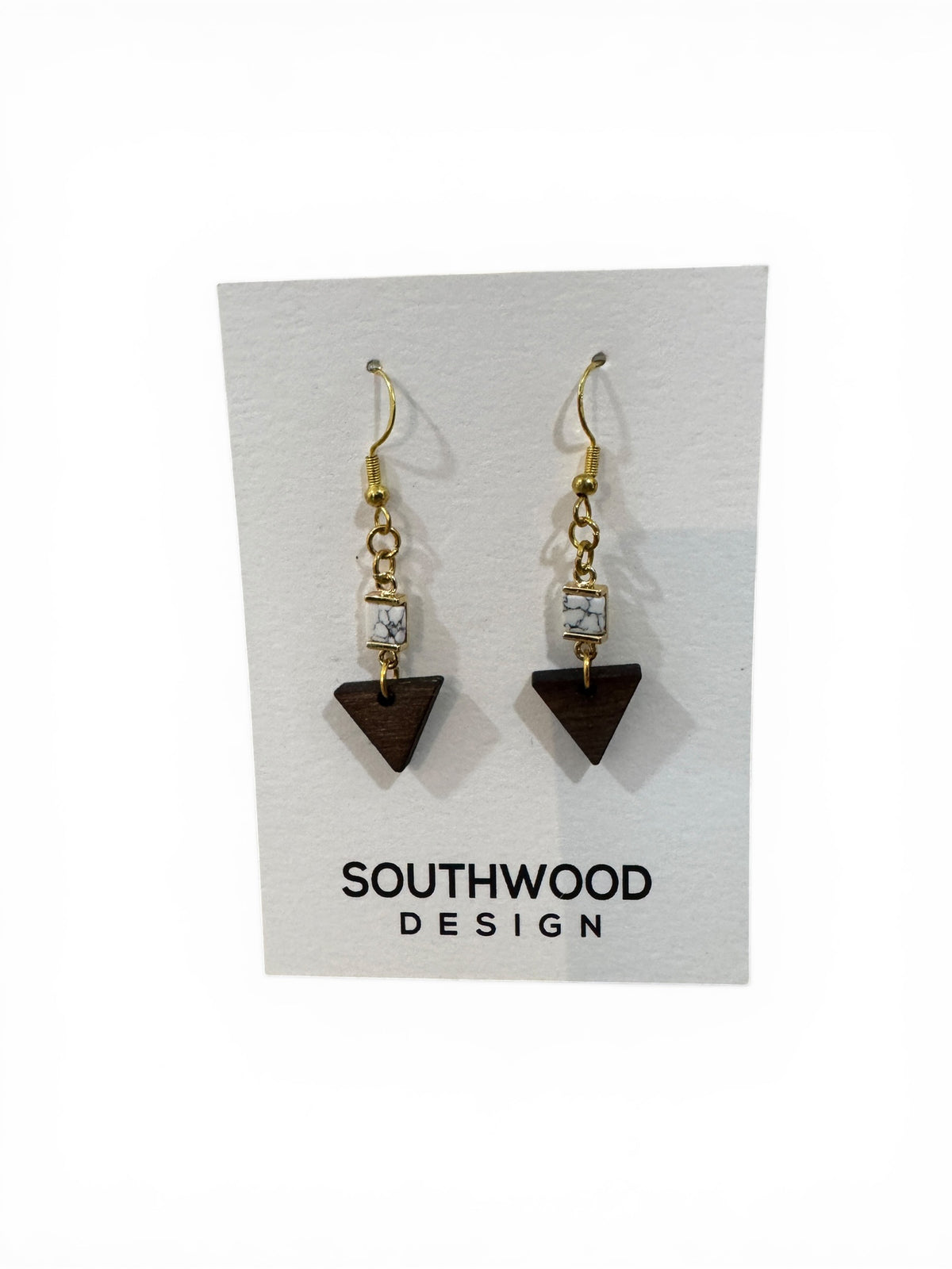 White Marble Dangle Earrings