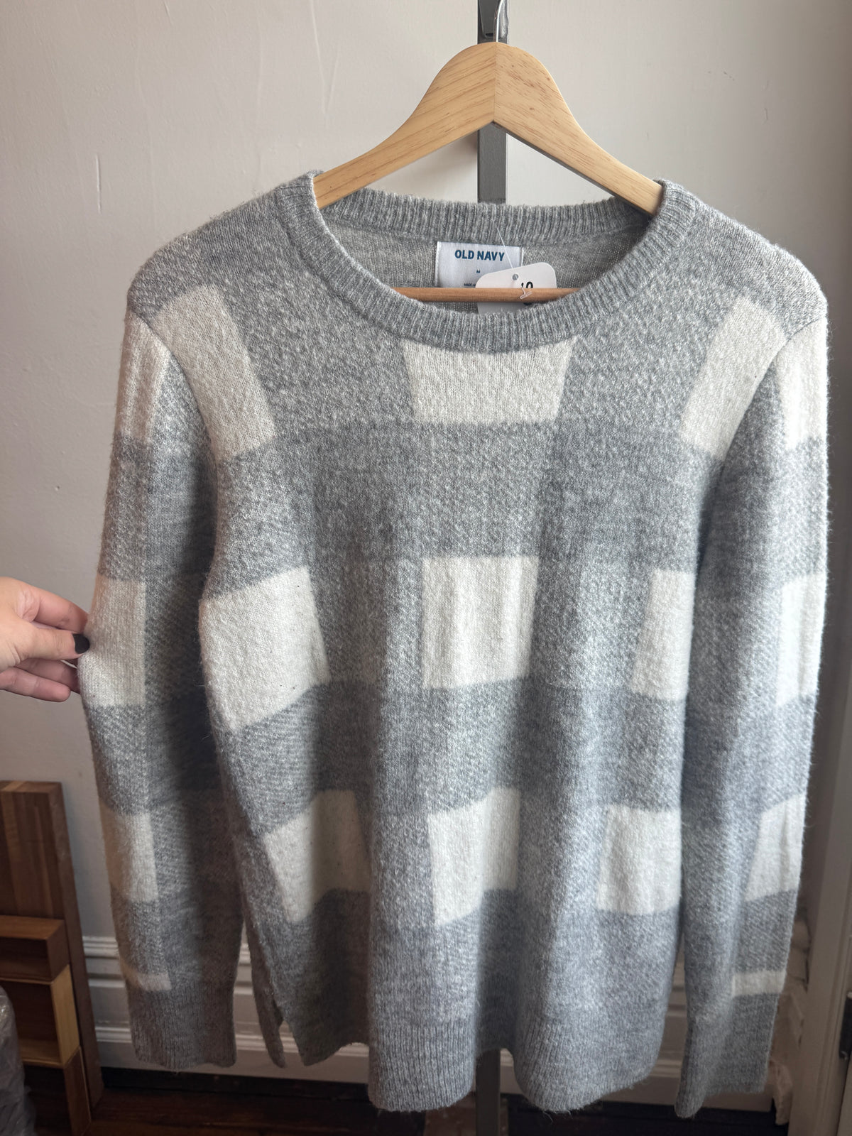 Old Navy Grey Plaid Sweater