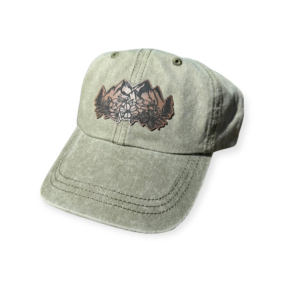 Floral Mountain Leather Patch Hat