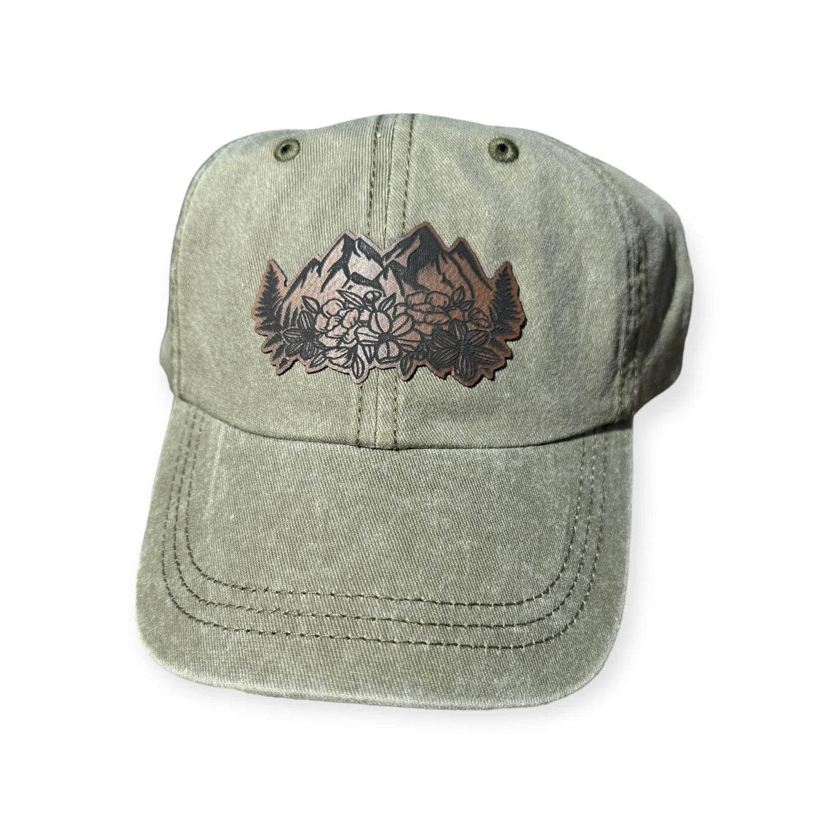 Floral Mountain Leather Patch Hat