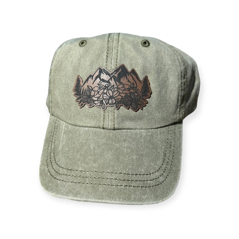 Floral Mountain Leather Patch Hat