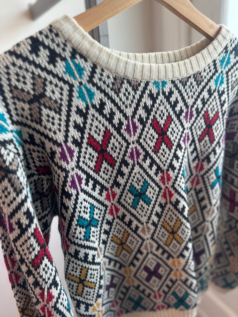 Vintage Geometric Color Sweater