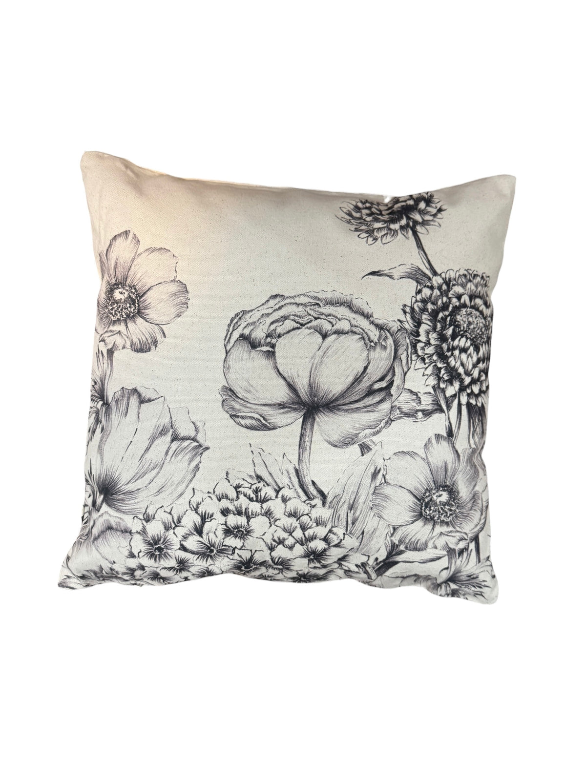 14x14" Black Floral Throw Pillow