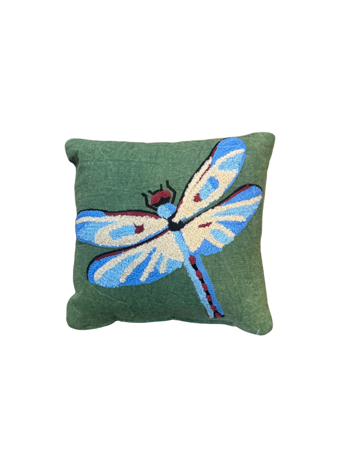 6x6" Green Bug Pillow- Dragonfly