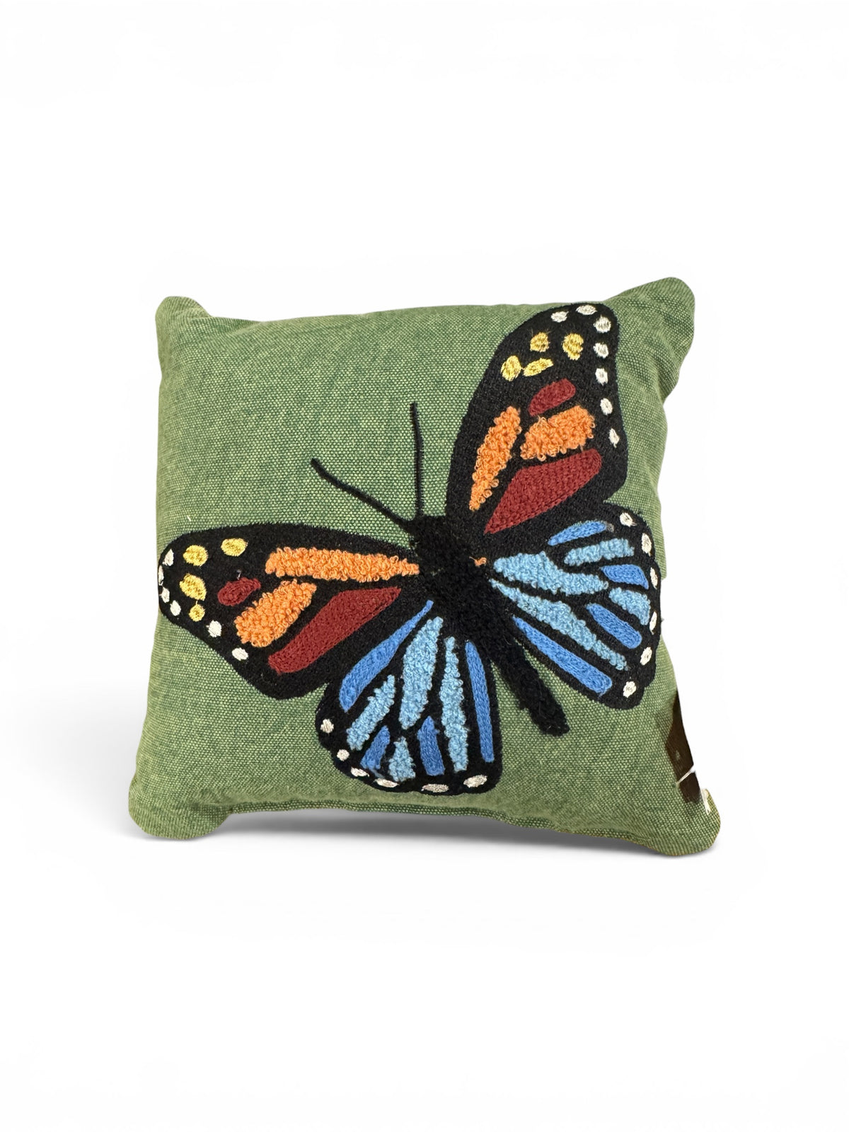 6x6" Green Bug Pillow- Butterfly