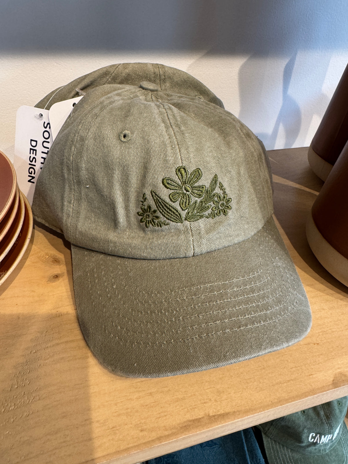 Sage Embroidery Floral Hat