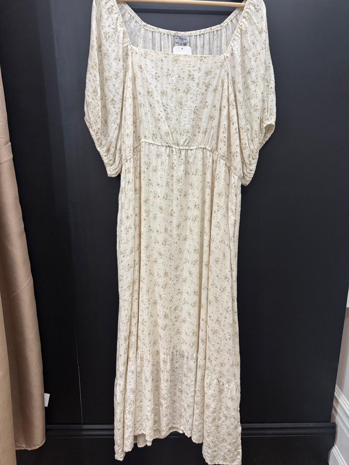 Cream Floral Smock Dress- 3X