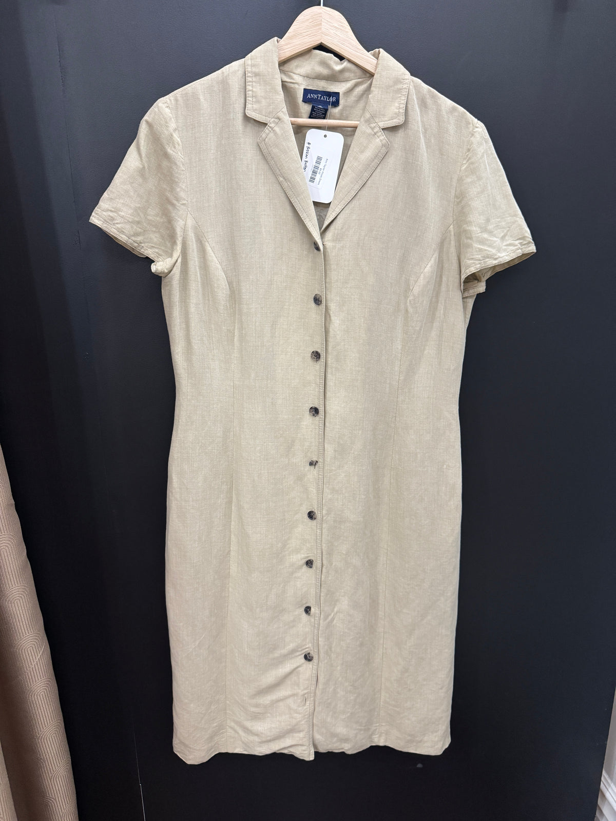 Ann Taylor Khaki Linen Dress