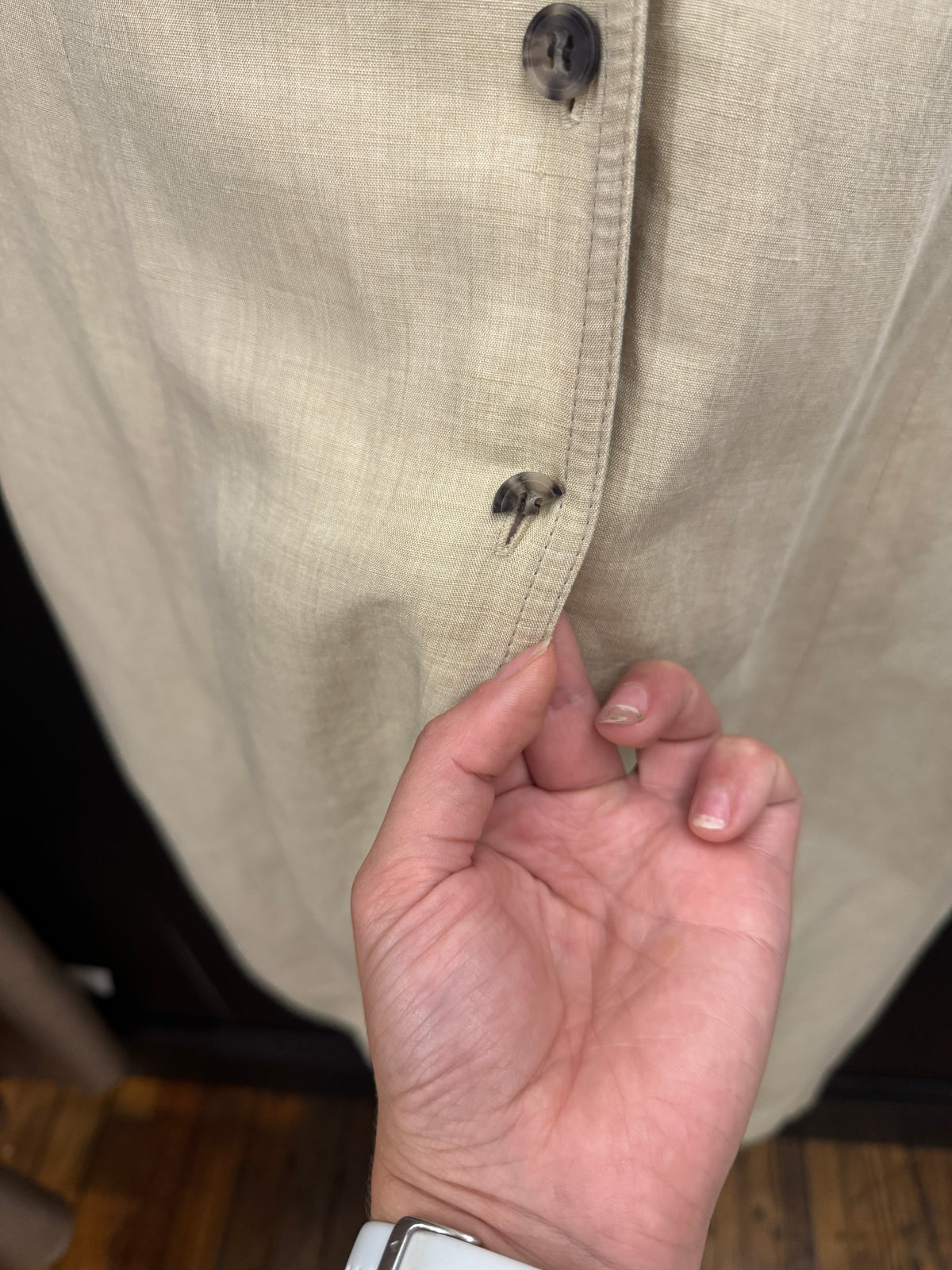 Ann Taylor Khaki Linen Dress