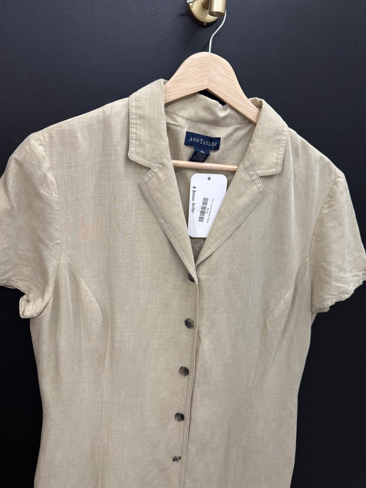 Ann Taylor Khaki Linen Dress