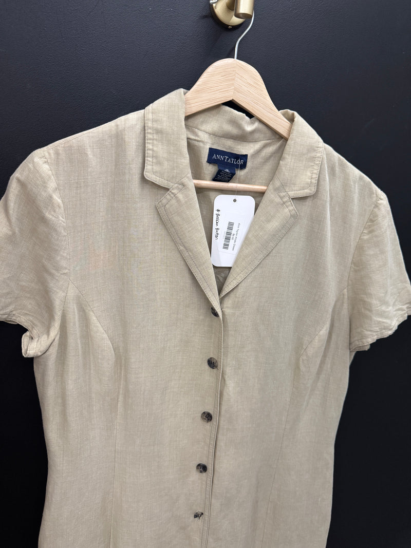 Ann Taylor Khaki Linen Dress