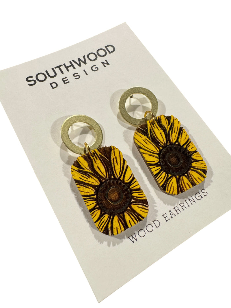 Sunflower Rectangle Drop Earrings