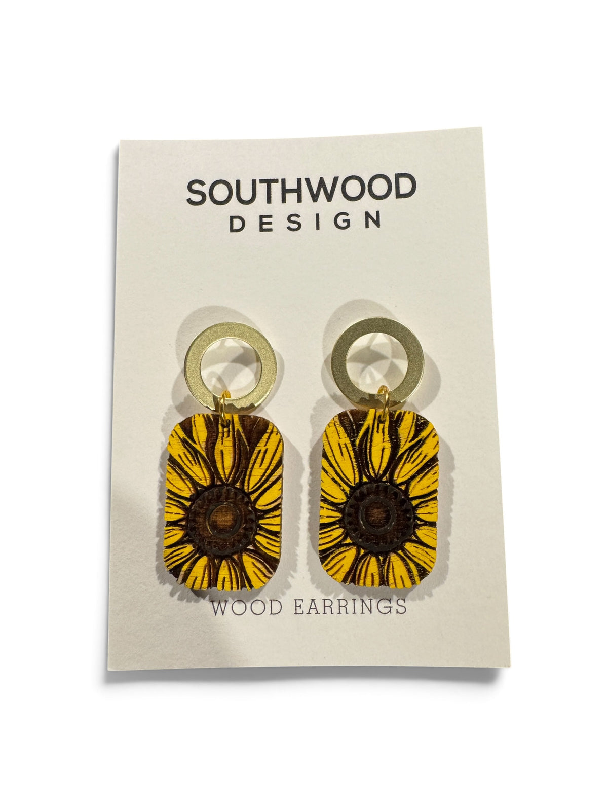 Sunflower Rectangle Drop Earrings