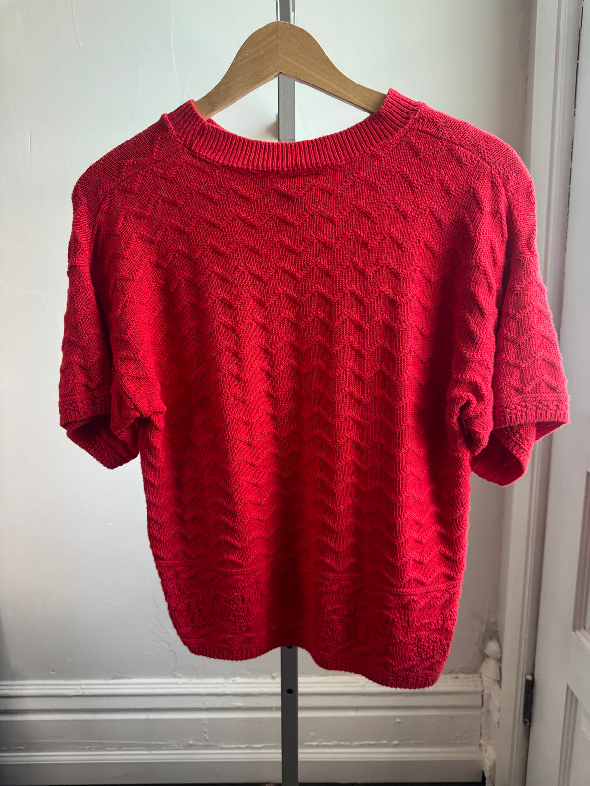Vintage Red Textured Sweater