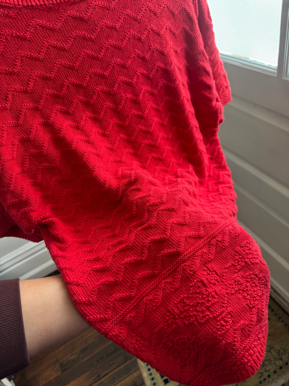 Vintage Red Textured Sweater