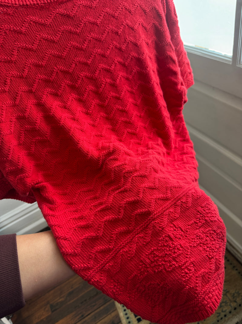 Vintage Red Textured Sweater