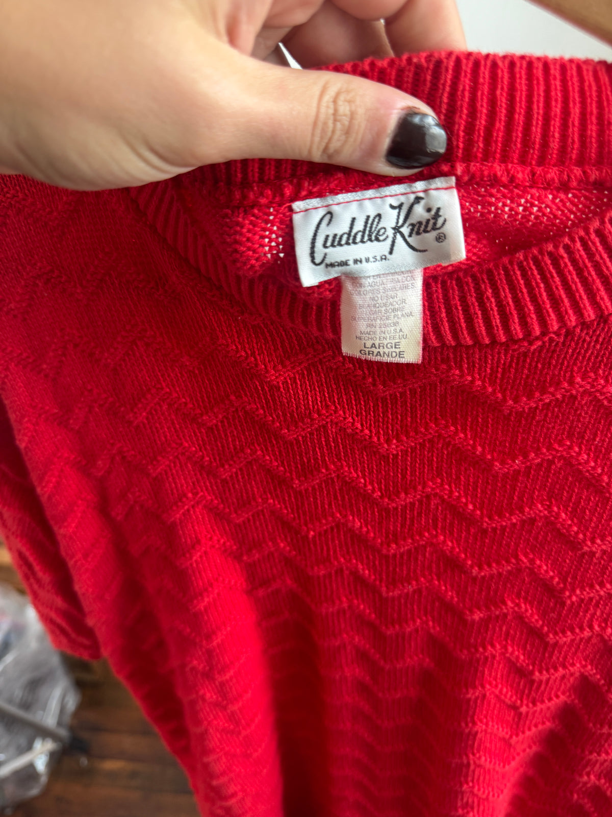 Vintage Red Textured Sweater